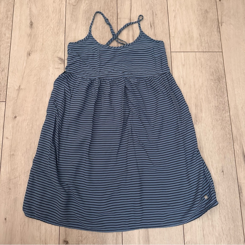 Roxy Blue and Gray Striped dress Size XS/6 Summer Vacation Tropical Surfer Vibes